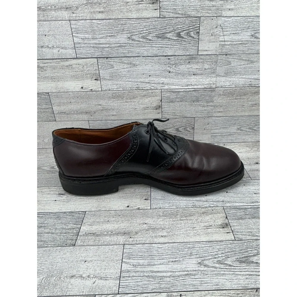 Allen Edmonds Corporate Casuals Men Sz 10 D Saddle Shoes Burgundy Black‎ Leather